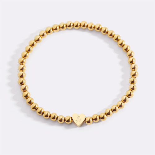 Beaded Bracelet with Heart Initial
