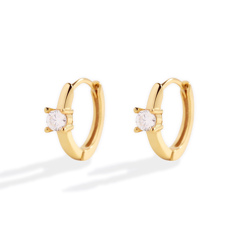 Dainty Single Stone Huggie Hoops