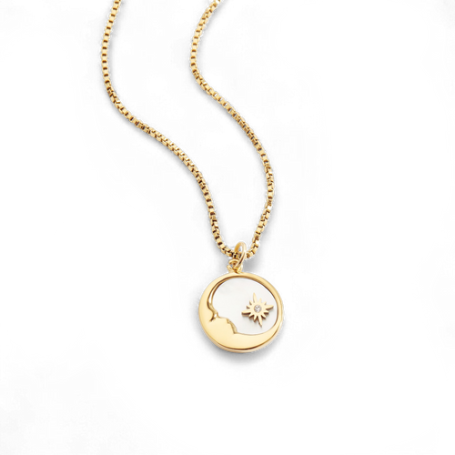 Mother of Pearl Moon Pendant Necklace