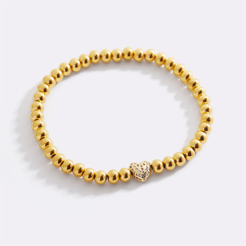 Pave Heart Beaded Bracelet