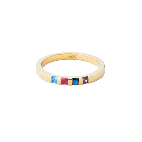Princess-Cut Birthstone Band Ring