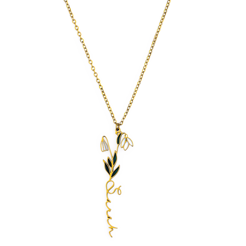 Watercolor Birth Flower Name Necklace