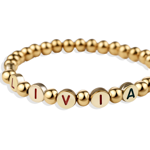 Custom Rainbow Letter Disc Beaded Bracelet