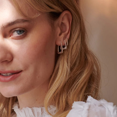Maxi Recycled Silver Ridged Hoop Earrings