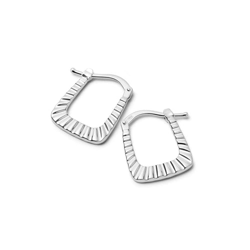 Midi Recycled Silver Ridged Hoop Earrings