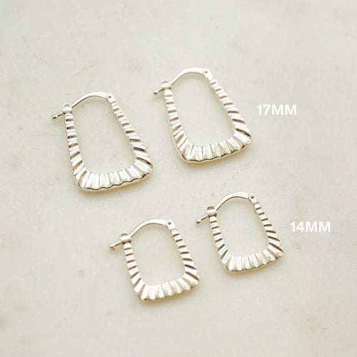 Midi Recycled Silver Ridged Hoop Earrings