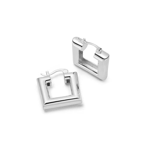 Mini Sterling Silver Chubby Square Hoop Earrings