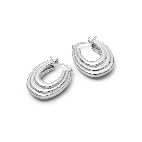 Mini Sterling Silver Ridge Hoop Earrings