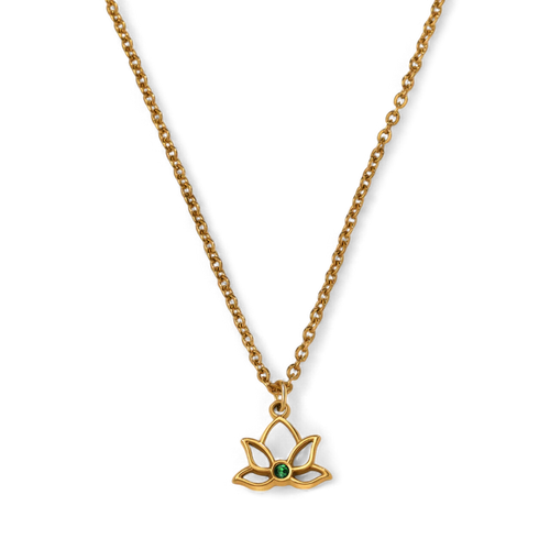 Mini Lotus Birthstone Pendant Necklace