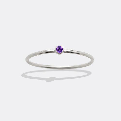 Minimalist Bezel-Set June Birthstone Stacking Band