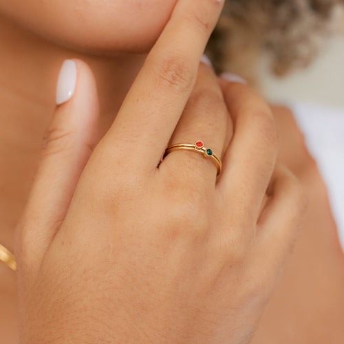 Minimalist Bezel-Set Birthstone Stacking Band