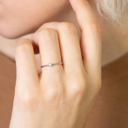 Minimalist Bezel-Set October Birthstone Stacking Band