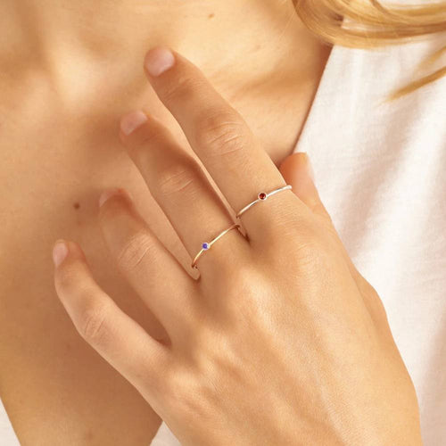 Minimalist Bezel-Set June Birthstone Stacking Band