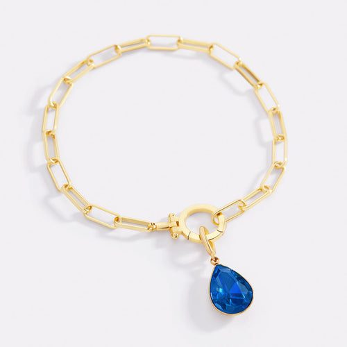 Mint Paperclip Bracelet & Teardrop Birthstone Charm