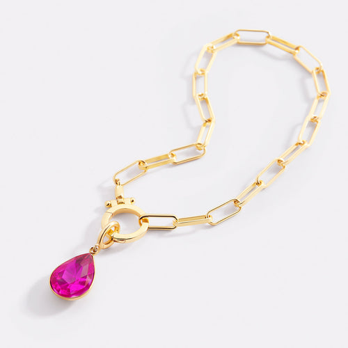 Mint Paperclip Bracelet & Teardrop Birthstone Charm