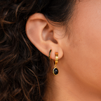 Black Gemstone Drop Hoops and Moonlight Black Huggies Bundle