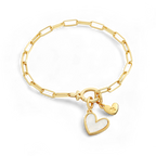 Mother Of Pearl Initial Heart Charm Bracelet
