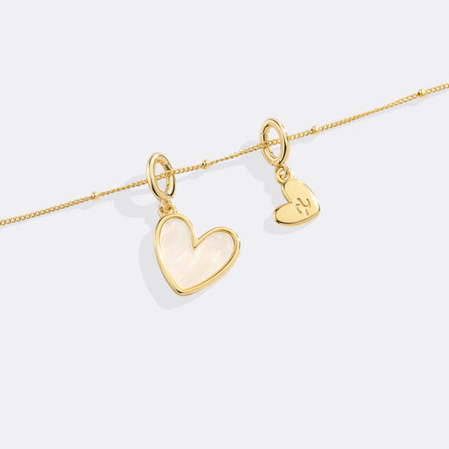 Mother Of Pearl Heart Initial Necklace
