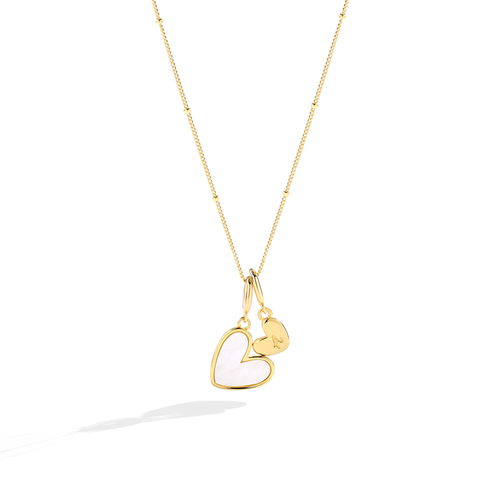 Mother Of Pearl Heart Initial Necklace
