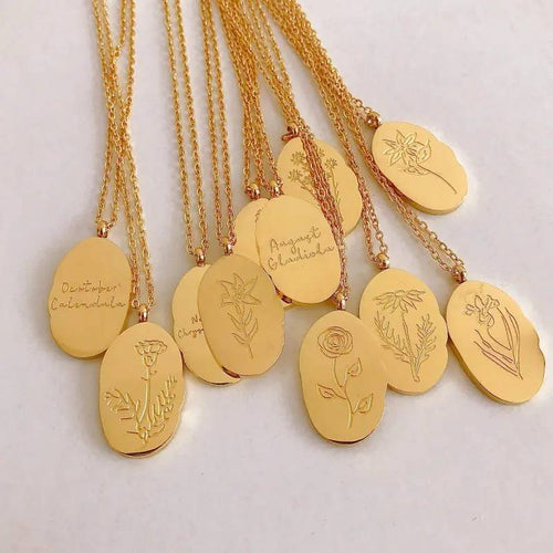 Birth Flower Pendant Necklace