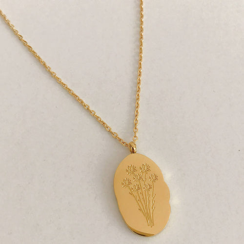 Birth Flower Pendant Necklace