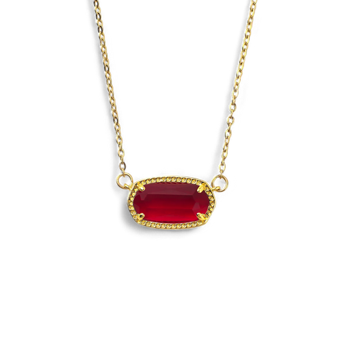 Oval Birthstone Pendant Necklace