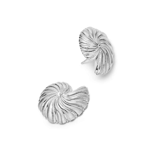 Oversized Shell Stud Earrings in Sterling Silver