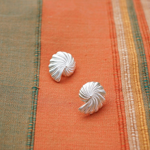 Oversized Shell Stud Earrings in Sterling Silver
