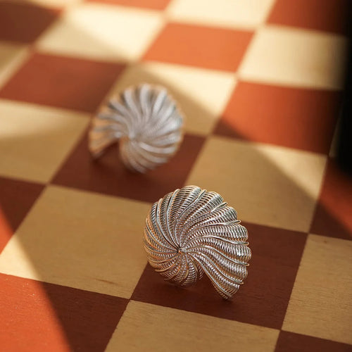 Oversized Shell Stud Earrings in Sterling Silver
