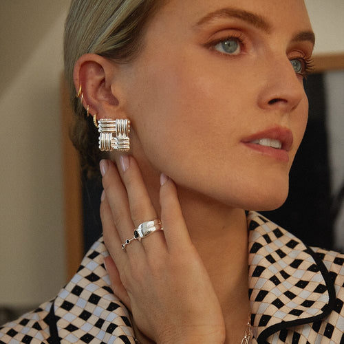 Oversized Vintage Lattice Stud Earrings