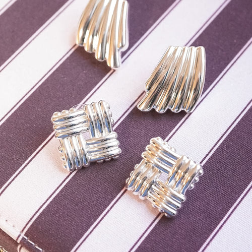 Oversized Vintage Lattice Stud Earrings