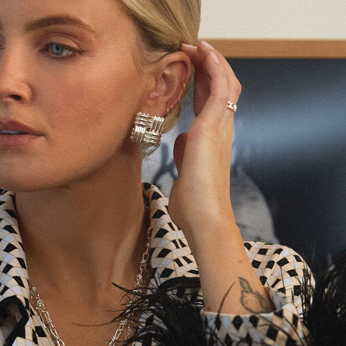 Oversized Vintage Lattice Stud Earrings