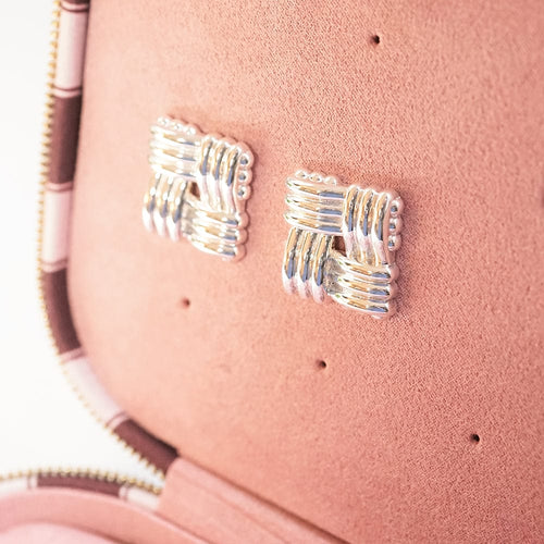 Oversized Vintage Lattice Stud Earrings