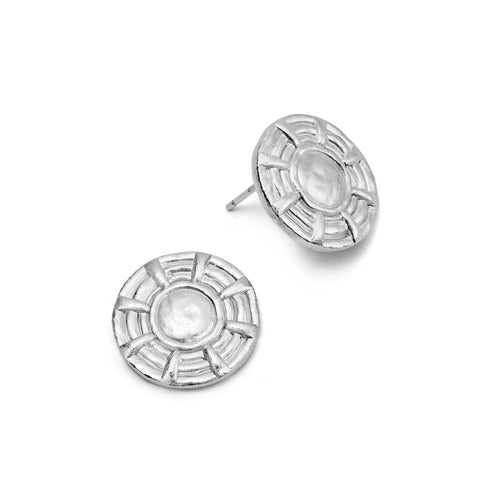 Oversized Vintage Stud Earrings with Shield Design