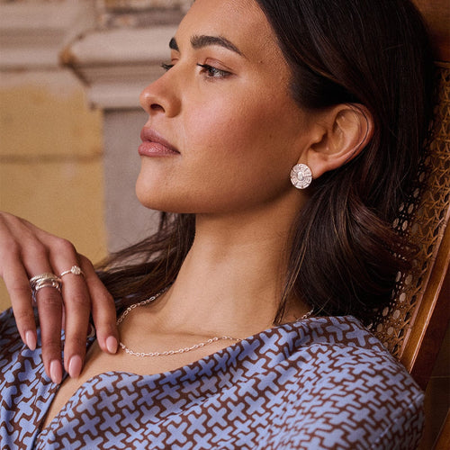 Oversized Vintage Stud Earrings with Shield Design