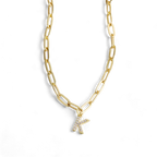 Paperclip Pave Initial Necklace