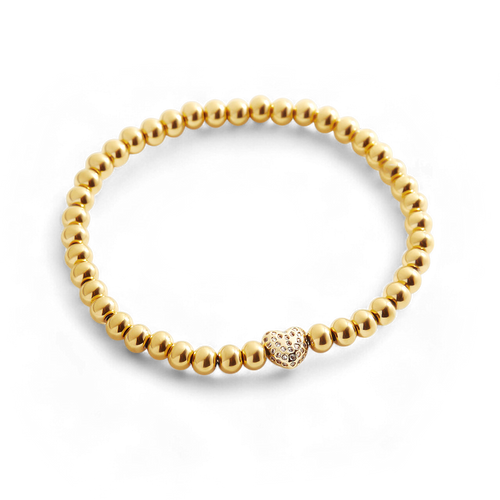 Pave Heart Beaded Bracelet