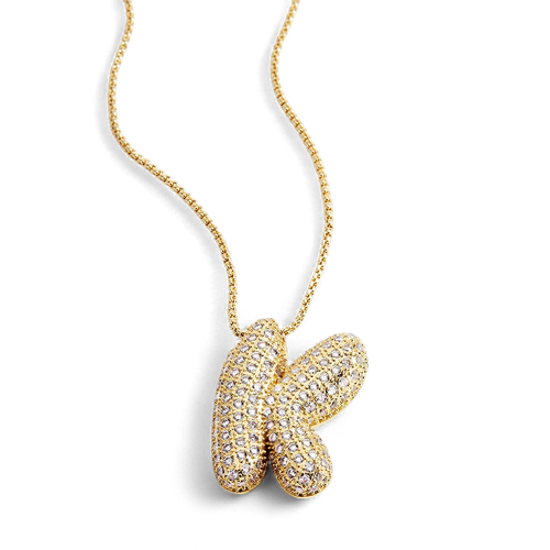 Pave Bubble Initial Necklace