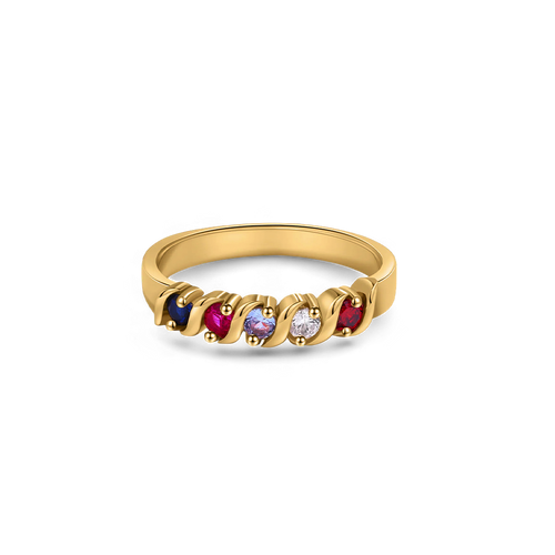 Personalized Wave Birthstones Ring