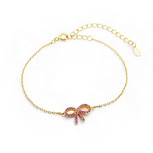Pink Pave Bow Bracelet