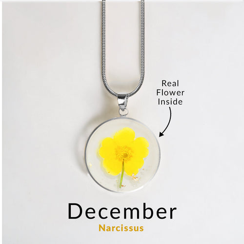 Pressed Birth Flower Necklace