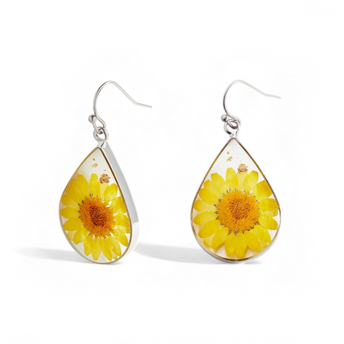Pressed Birth Flower Earrings