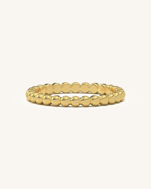 Beaded Gold Plated Silver Ring