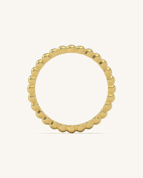 Beaded Gold Plated Silver Ring