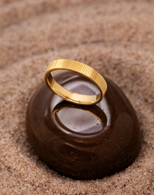 Ribbed Gold Stacking Ring