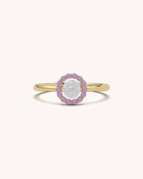 Pink Halo Diamond Ring