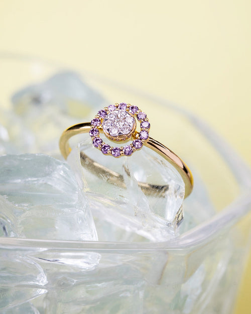 Pink Halo Diamond Ring