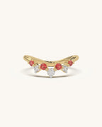 Red White Curve Ring