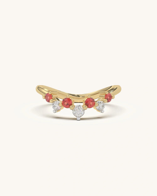 Red White Curve Ring