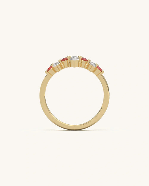 Red White Curve Ring